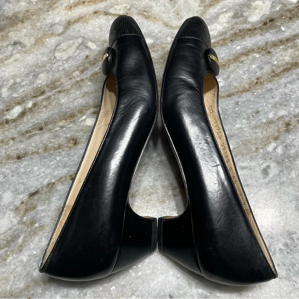 Vintage Salvatore Ferragamo Black Leather Heels Pumps Women's 6 AA (narrow) - Picture 7 of 14